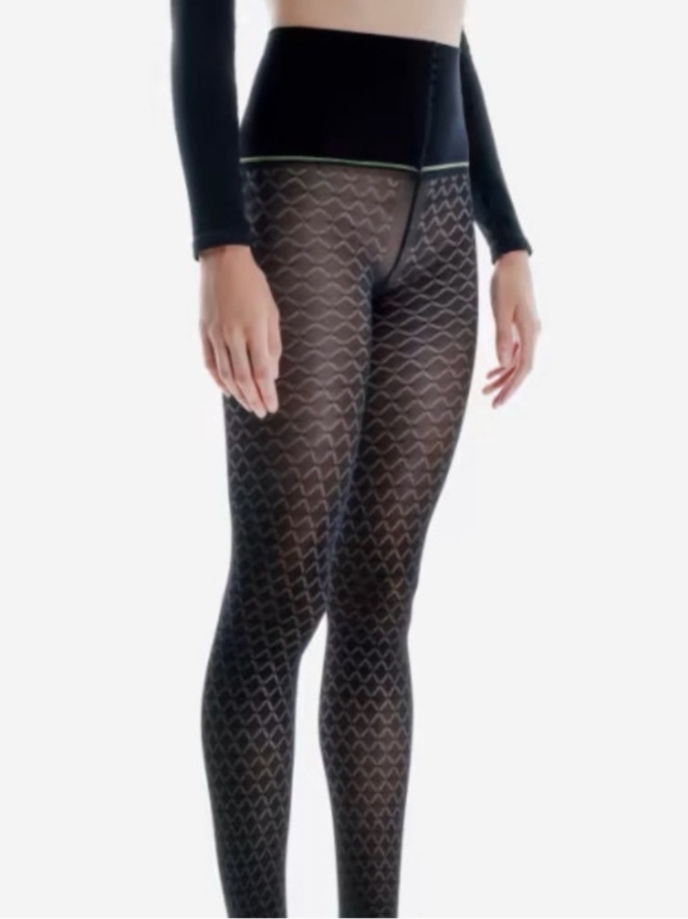 Sheertex Latticed Sheer Tights - Black size 3X